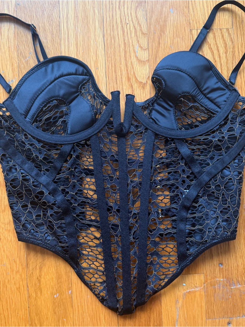 God Save Queens Black Lace Bustier Bodysuit